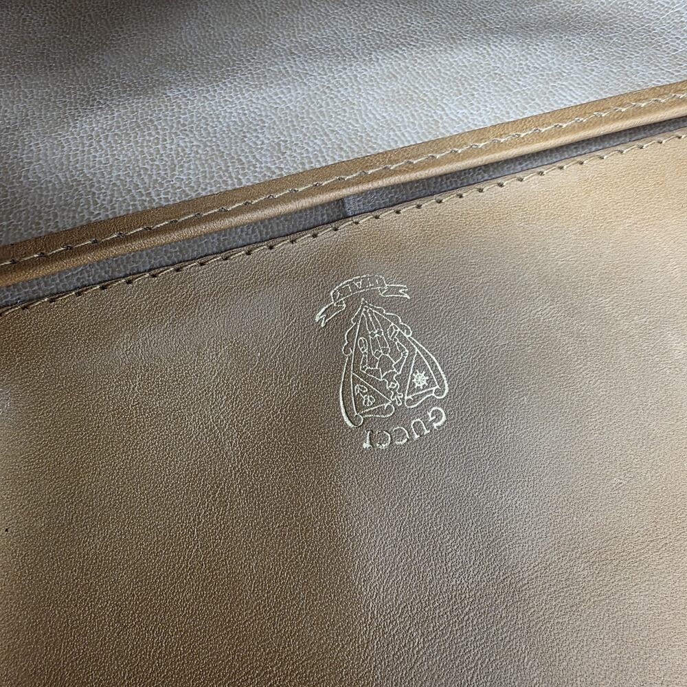 Vintage Gucci Micro GG Crossbody Bag 1970s Tan Canvas Italy Brass Lock Brown - Picture 12 of 16